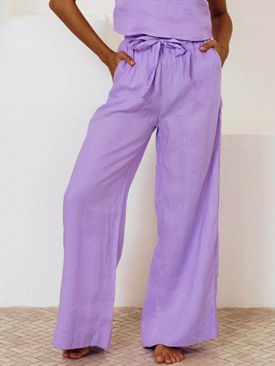 Square Neck Sleeveless Top and Pants Set for Women