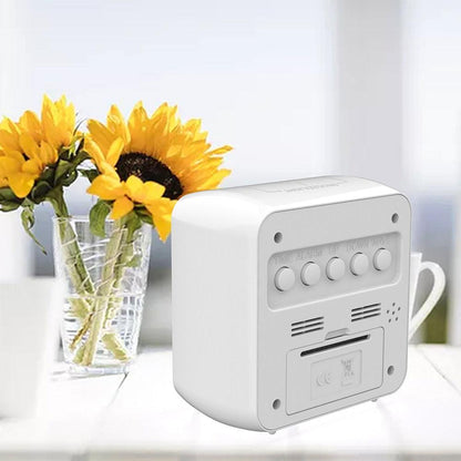 Digital Desktop LCD Snooze Calendar Alarm clock Digital Desktop Clock Electronic Digital Alarm Clocks for Bedroom Home Decor LCD Screen with Time/Calendar/Temperature Display White Bedroom Watch with Thermometer &amp; Hygrometer for Home  Battery Operated
