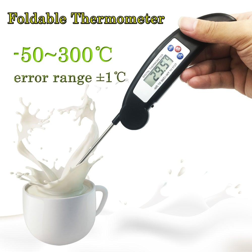 Digital Foldable Thermometer Food BBQ Meat Oven Instant Read Food Thermometer For Cooking Digital Kitchen Thermometer Probe With Backlight &amp; Reversible Display Cooking Thermometer For Folding Kitchen Thermometer For Cooking Water Oil Grill Tools