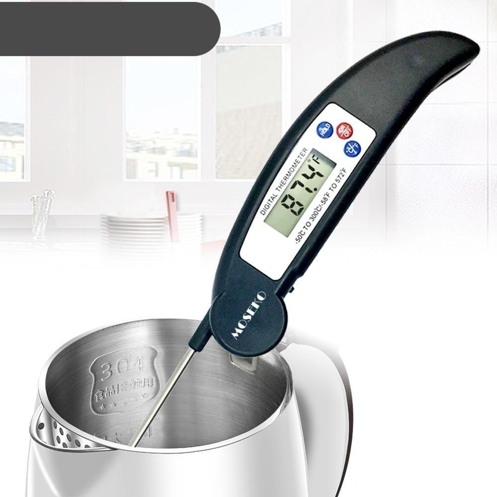 Digital Foldable Thermometer Food BBQ Meat Oven Instant Read Food Thermometer For Cooking Digital Kitchen Thermometer Probe With Backlight &amp; Reversible Display Cooking Thermometer For Folding Kitchen Thermometer For Cooking Water Oil Grill Tools