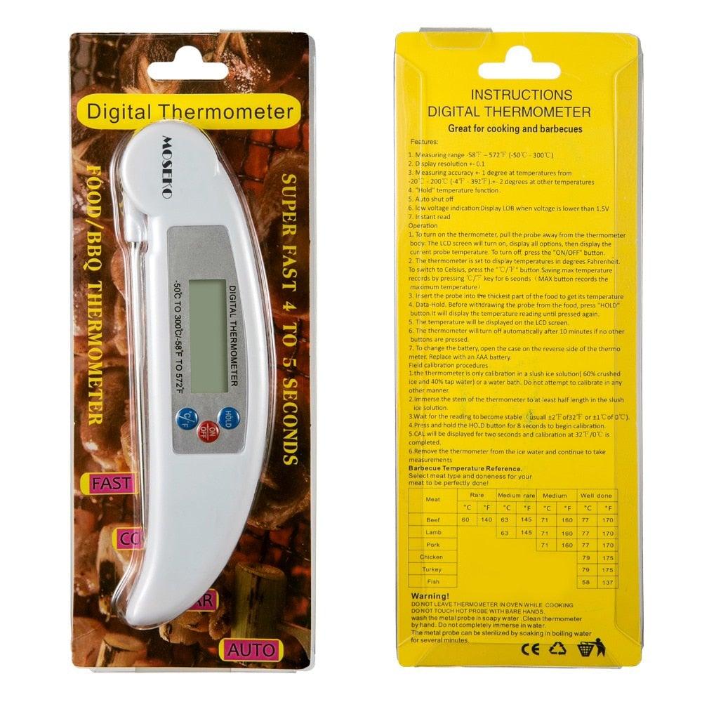 Digital Foldable Thermometer Food BBQ Meat Oven Instant Read Food Thermometer For Cooking Digital Kitchen Thermometer Probe With Backlight &amp; Reversible Display Cooking Thermometer For Folding Kitchen Thermometer For Cooking Water Oil Grill Tools