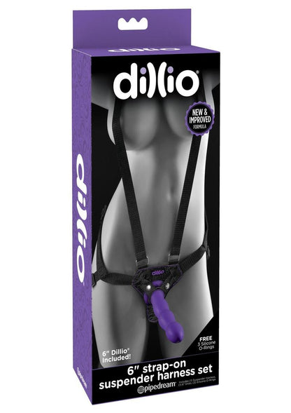 Dillio 6in Strap-On Suspender Harness Set Includes Silicone Dildo