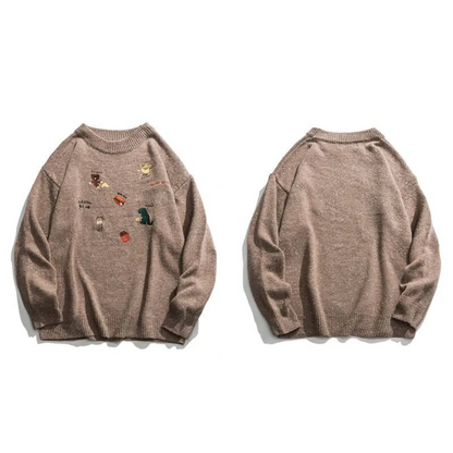 Dinosaur Pattern Knitted Sweater