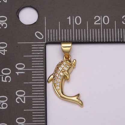 Dolphin Charm Necklace Micro Pave Dolphin Pendant Ocean Under the Sea Inspired Silver Pendant N-491 N-492