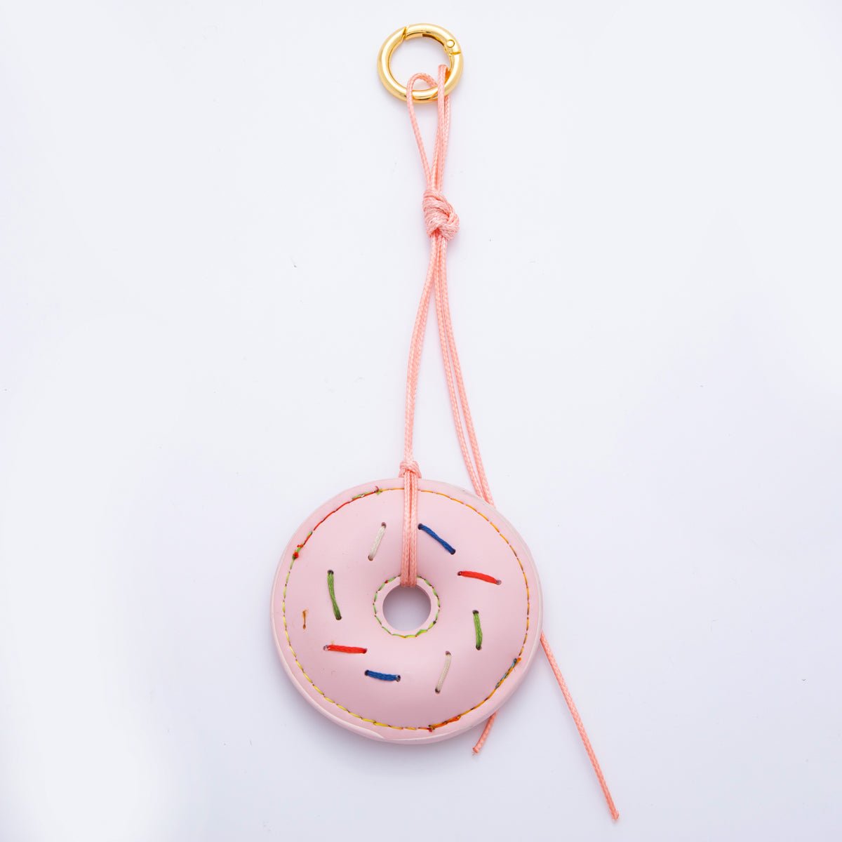 18K Gold Filled Blue, Pink Sprinkle Donut Leather Bag Charm Keychain Accessories | WB-00117 WB-00118
