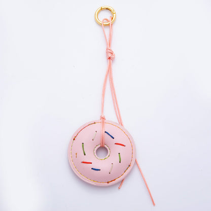 18K Gold Filled Blue, Pink Sprinkle Donut Leather Bag Charm Keychain Accessories | WB-00117 WB-00118