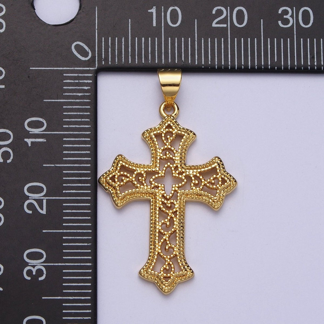 Dotted Filigree Passion Religious Cross Pendant | H412