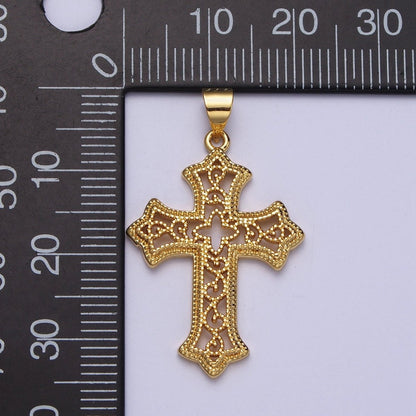 Dotted Filigree Passion Religious Cross Pendant | H412