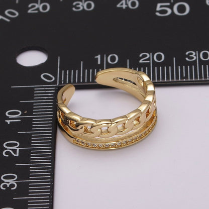 Double Band Chain Ring Design Gold Stackable Modern Minimalist Trending Ring Accessory U-129