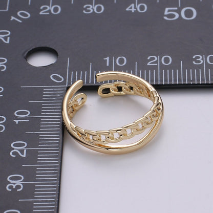 Double Band Cuban Chain Sphere, Statement Ring, Gold Plated Ring, Open Band Ring, Perfect Gift For Her O-338