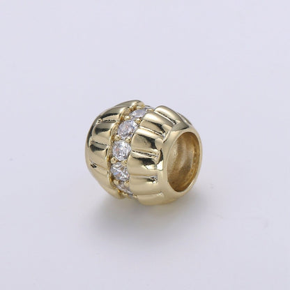 Double Golden Bottle Cap Beads with CZ Crystal Mini Gold Filled Casual Accessories Making Beads B-358