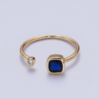 Double Mini CZ Cube Cubic Zirconia CZ Open Adjustable Gold Ring | O-174~ O-180