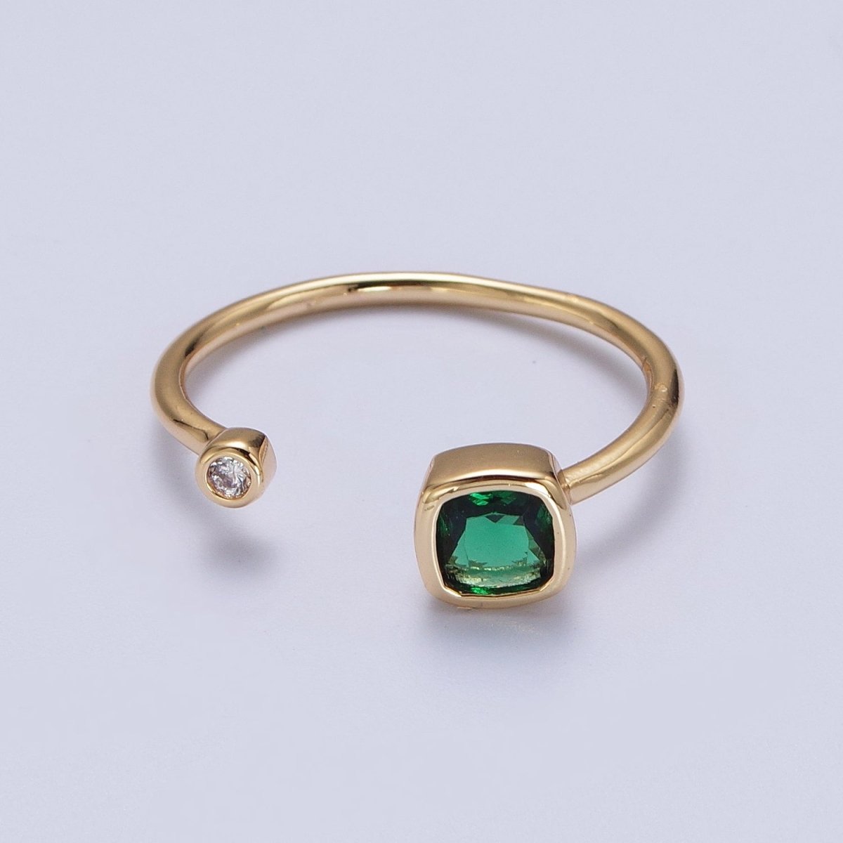 Double Mini CZ Cube Cubic Zirconia CZ Open Adjustable Gold Ring | O-174~ O-180