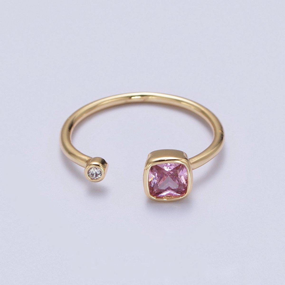 Double Mini CZ Cube Cubic Zirconia CZ Open Adjustable Gold Ring | O-174~ O-180