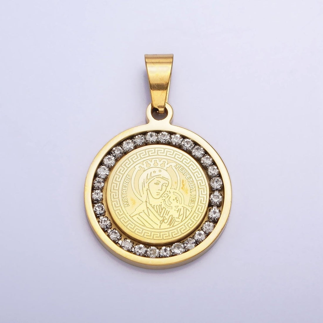 Double Sided Our Lady of Perpetual Help Medallion Virgin Mary Madonna Pendant Catholic Religious Supply in Stainless Steel P-1116