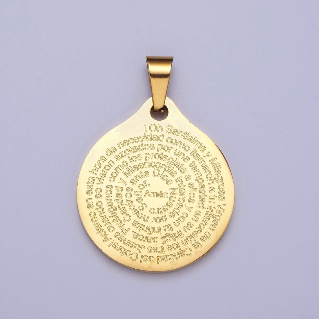 Double Sided Virgin Mary Charm Our Lady of Guadalupe Prayer Pendant in Spanish for Necklace Rosary Component X-657