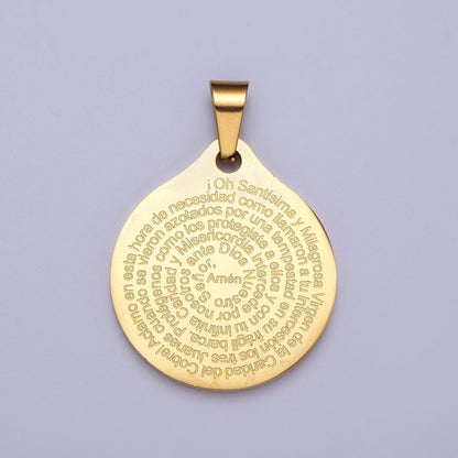 Double Sided Virgin Mary Charm Our Lady of Guadalupe Prayer Pendant in Spanish for Necklace Rosary Component X-657