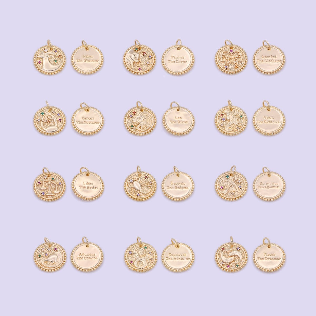 Double Sided Zodiac Horoscope Astrology Personalized Coin Charm | A-A1803-A-A1808(discontinued)