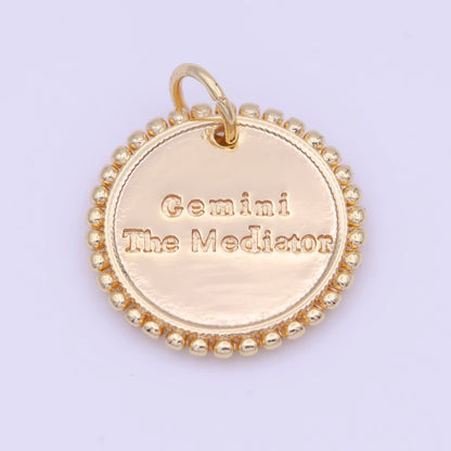 Double Sided Zodiac Horoscope Astrology Personalized Coin Charm | A-A1803-A-A1808(discontinued)