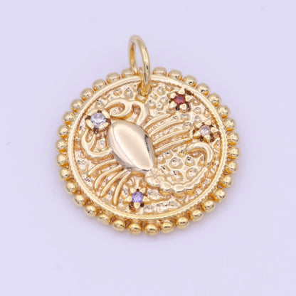 Double Sided Zodiac Horoscope Astrology Personalized Coin Charm | A-A1803-A-A1808(discontinued)
