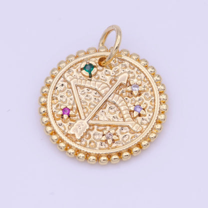 Double Sided Zodiac Horoscope Astrology Personalized Coin Charm | A-A1803-A-A1808(discontinued)