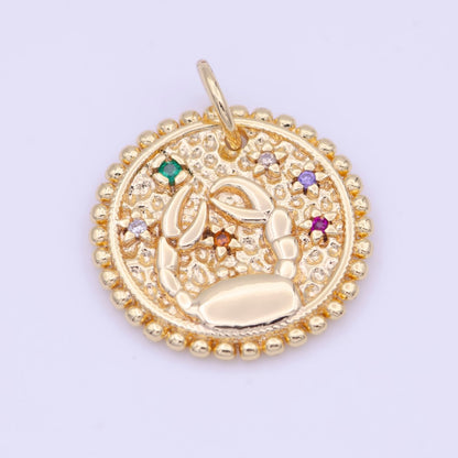 Double Sided Zodiac Horoscope Astrology Personalized Coin Charm | A-A1803-A-A1808(discontinued)