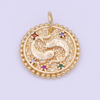 Double Sided Zodiac Horoscope Astrology Personalized Coin Charm | A-A1803-A-A1808(discontinued)