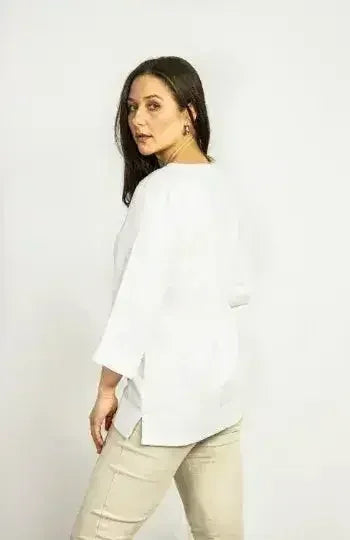 Asphalt Grey Linen Oversize Top – Modern &amp; Comfortable Blouse