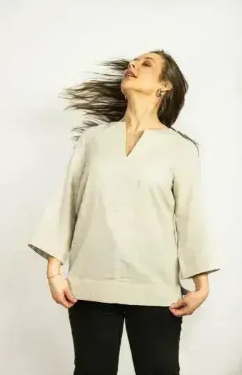 Asphalt Grey Linen Oversize Top – Modern &amp; Comfortable Blouse