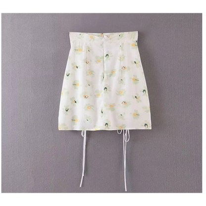 Drawstring Mini Skirt