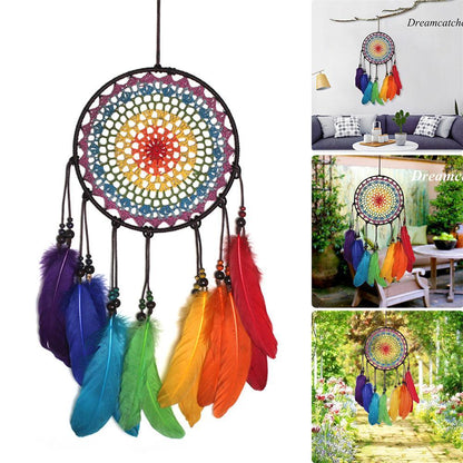 Dream Catcher Handmade Ornaments Wall Decor Handmade Jewelry Wind Chimes Rainbow Feather Dream Catchers For Gifts Wedding Home Decorations Photography As Prop