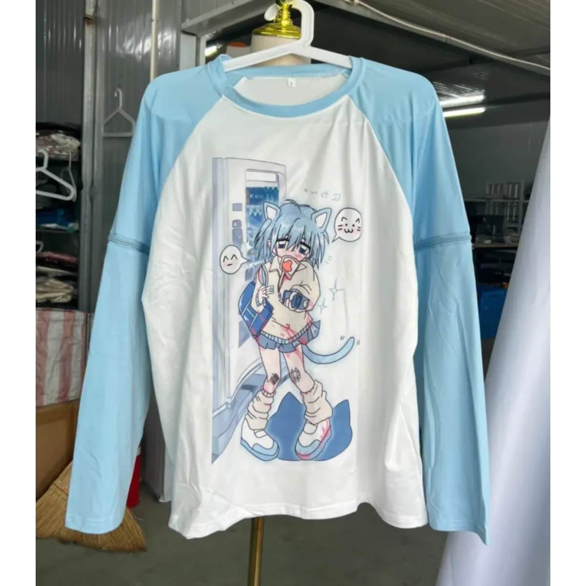 Dreamy Detachable Sleeve Tee – Kawaii Cat &amp; Anime Harajuku Style Top