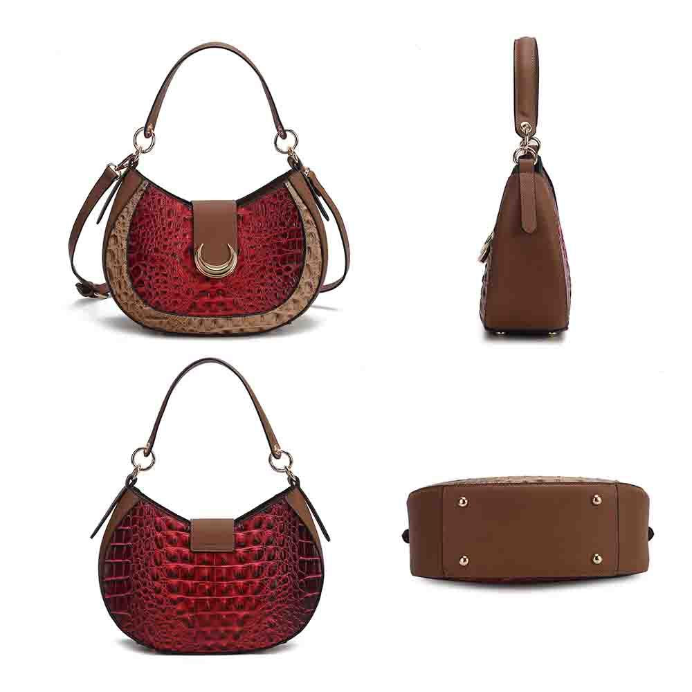 MKF Collection Jain Half Moon Luxe Croc-Embossed Shoulder Bag, Spacious and Timeless by Mia K