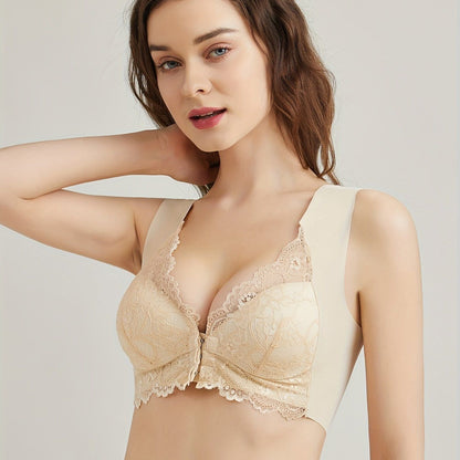 Super Soft &amp; Comfortable Front Close Bra, Elegant Lace Wireless Push Up Bra, Mother&