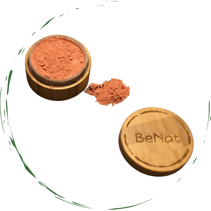 BeNat All-Natural Blush Loose Powder | Reusable Bamboo Container with Refills | Vegan &amp; Lightweight Face Makeup