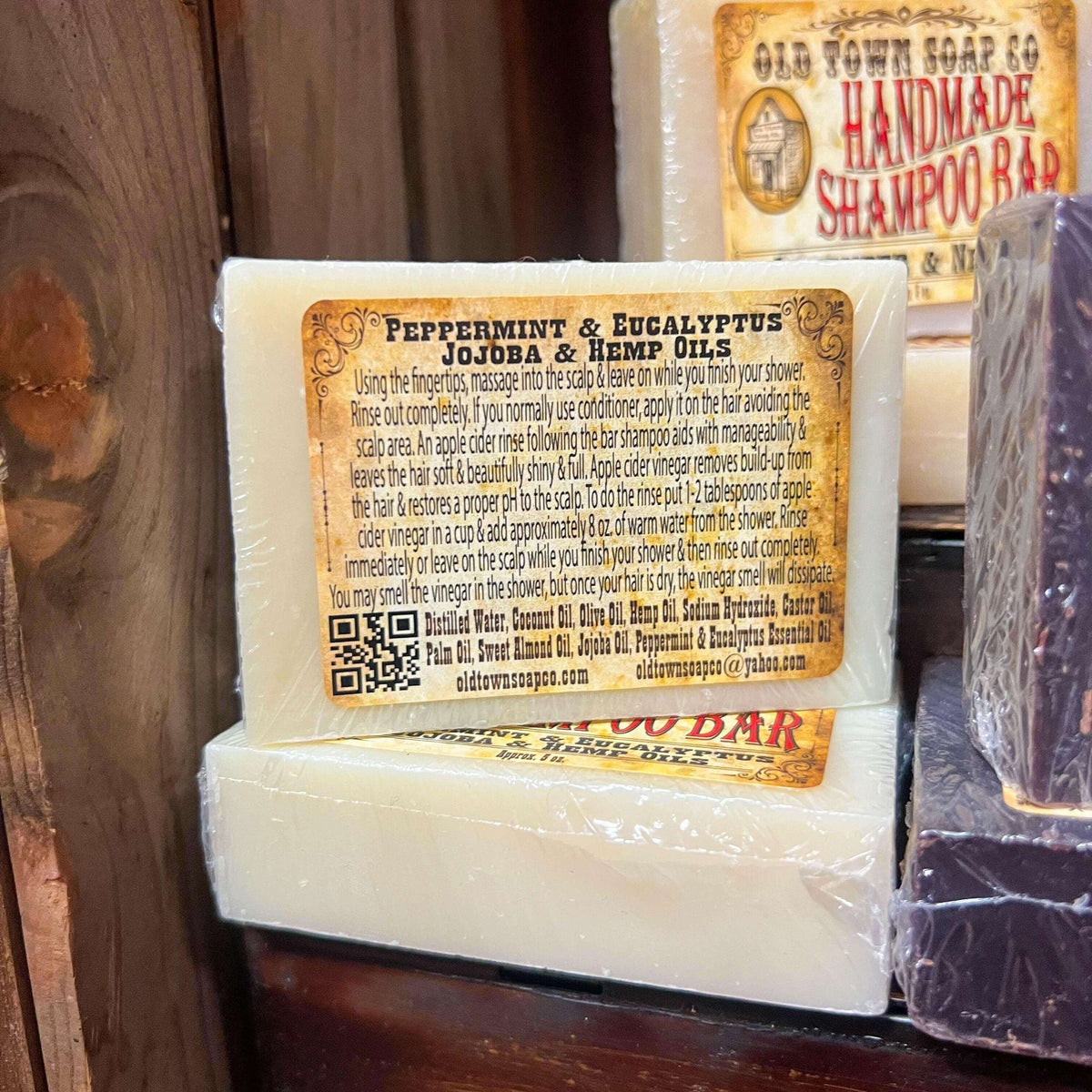 Peppermint Eucalyptus Jojoba &amp; Hemp Seed Oil Shampoo Bar