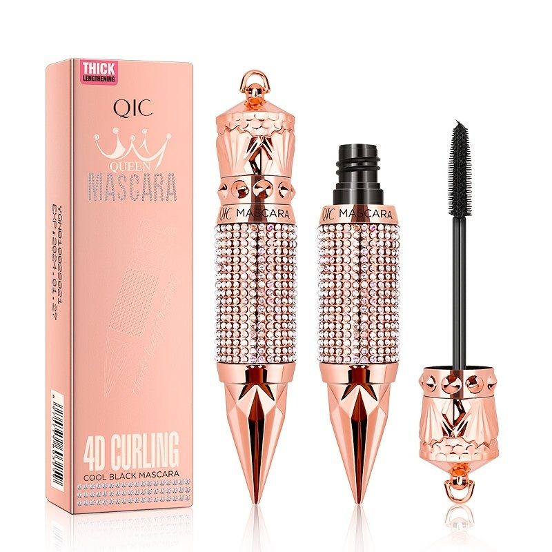 Scepter Mascara: Waterproof, Smudge-Proof, and Natural Thick Curling with a Rhinestone Decorative Shell - Elongate Your Eyelashes Instantly!