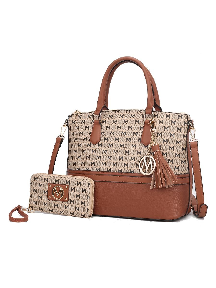 MKF Collection Saylor Circular Print Women Tote Bag &amp; Wristlet Wallet by Mia k