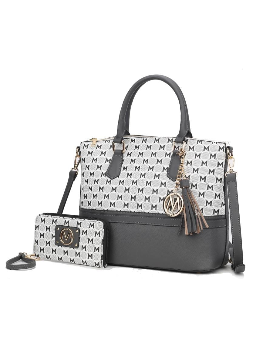 MKF Collection Saylor Circular Print Women Tote Bag &amp; Wristlet Wallet by Mia k
