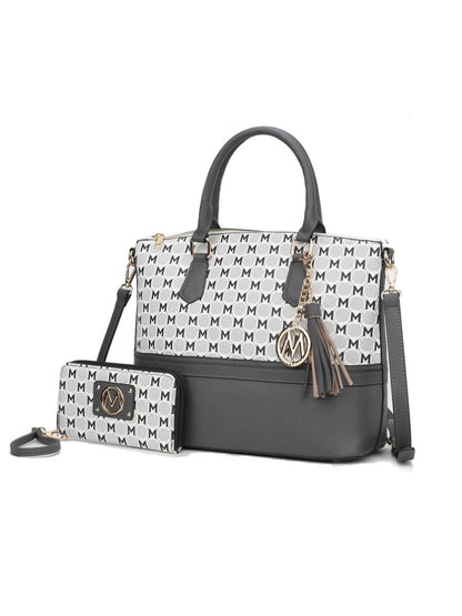 MKF Collection Saylor Circular Print Women Tote Bag &amp; Wristlet Wallet by Mia k