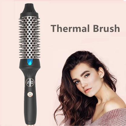 1.5 Inch Heated Brush Ceramic Curling Iron Volumizing Brush Heating Round Brush Travel Hair Curler Comb Professional Styling Round Brushes