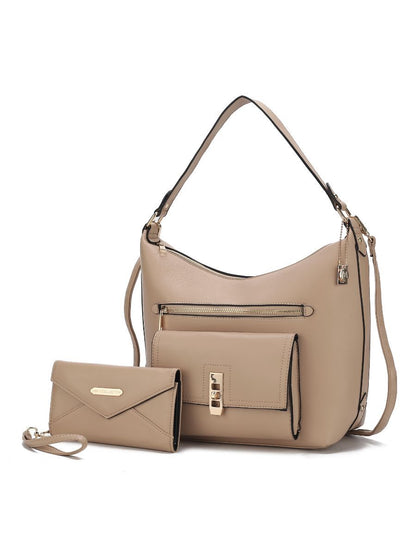 MKF Collection Clara Vegan Leather Women Shoulder Bag with Wristlet Wallet by Mia k