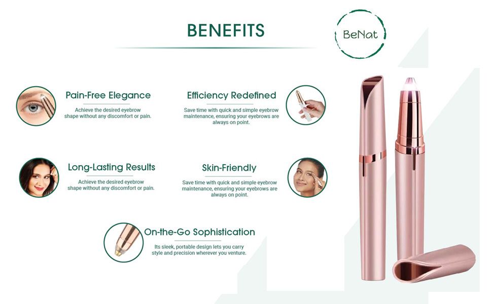 Set of 2. Rechargeable Facial &amp; Eyebrow Hair Remover Set for Women, Painless Electric Trimmer with LED Light