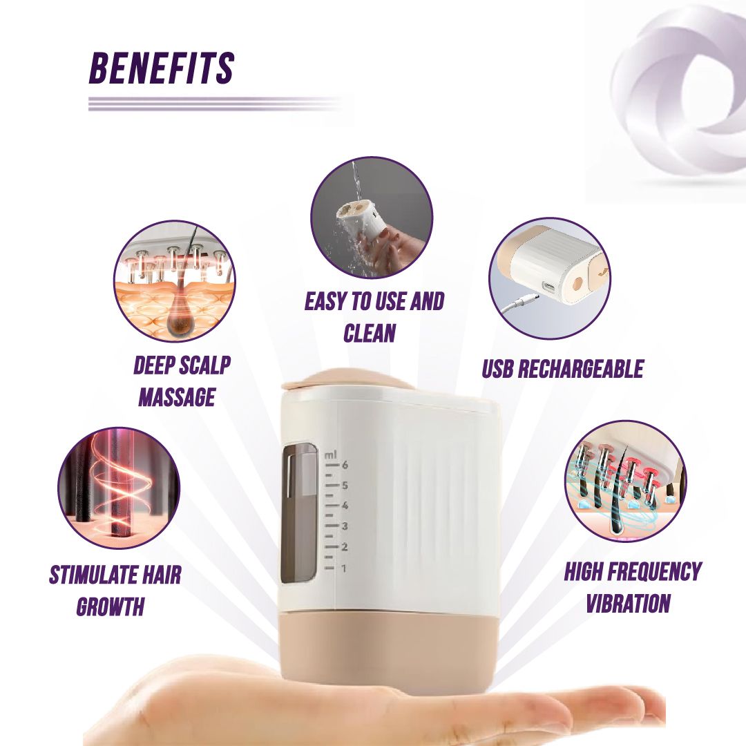Electric Oil Applicator &amp; Scalp Massager 2-in-1: Wireless High-Frequency Vibration Hair Growth Serum Comb, Waterproof Charging Root Therapy Brush for Stress Relief &amp; Spa