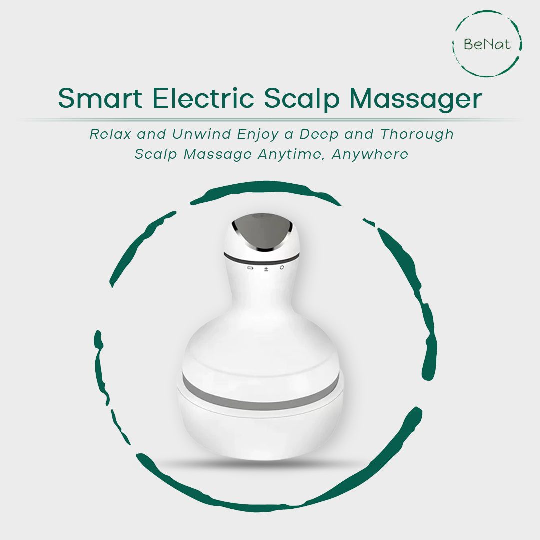 Smart Scalp Massager - Cordless Waterproof Handheld Head &amp; Body Massage Device with 4 Modes for Hair Growth, Stress Relief &amp; Relaxation (White)