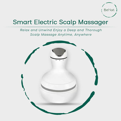 Smart Scalp Massager - Cordless Waterproof Handheld Head &amp; Body Massage Device with 4 Modes for Hair Growth, Stress Relief &amp; Relaxation (White)
