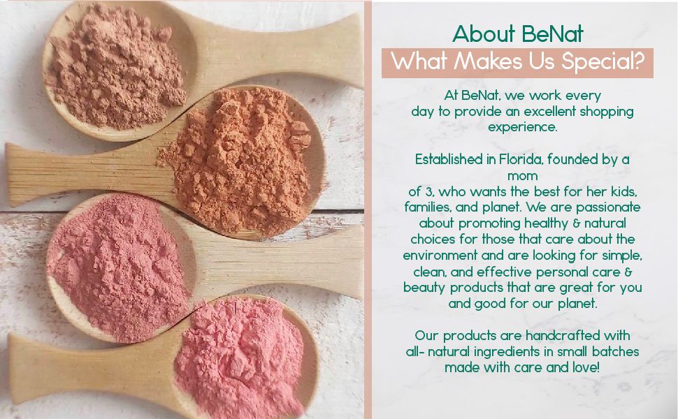 BeNat All-Natural Blush Loose Powder | Reusable Bamboo Container with Refills | Vegan &amp; Lightweight Face Makeup