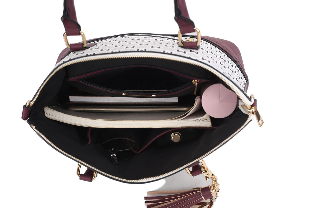 MKF Collection Saylor Circular Print Women Tote Bag &amp; Wristlet Wallet by Mia k