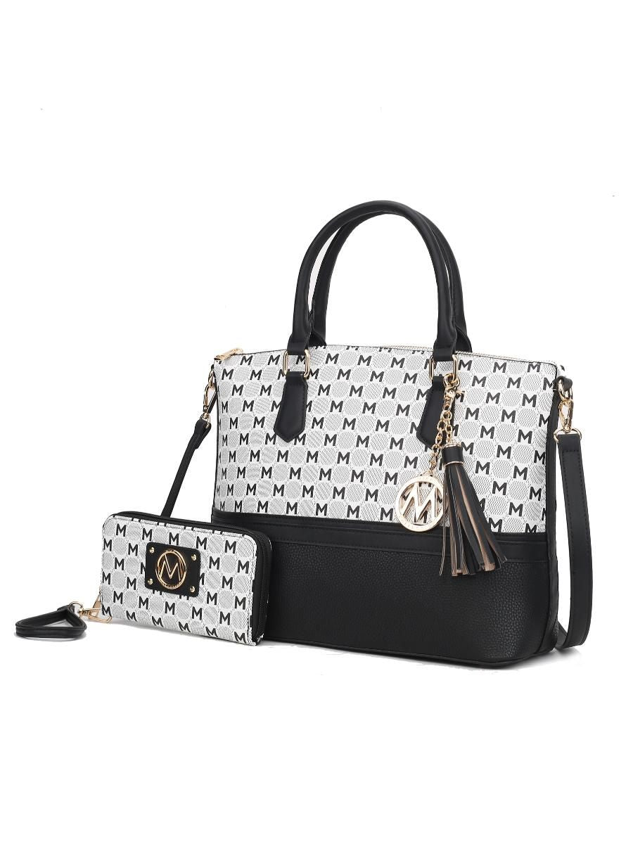 MKF Collection Saylor Circular Print Women Tote Bag &amp; Wristlet Wallet by Mia k