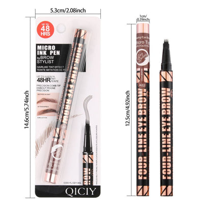 3 Colors Quad Wild Eyebrow Eyebrow Pencil Waterproof Non-Halogenating Extremely Fine Liquid Water Eyebrow Pencil